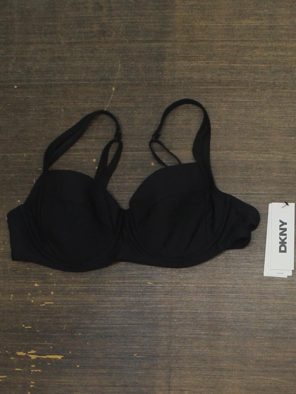 Dkny Black Balconette Bikini Swim Top Dimts401 M Sz M